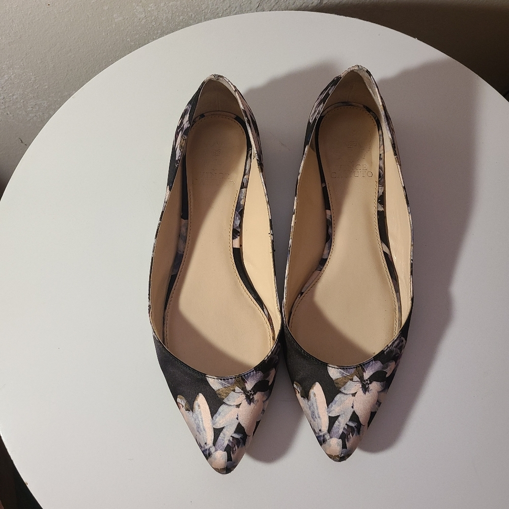 Vince Camuto pointed floral studded flats